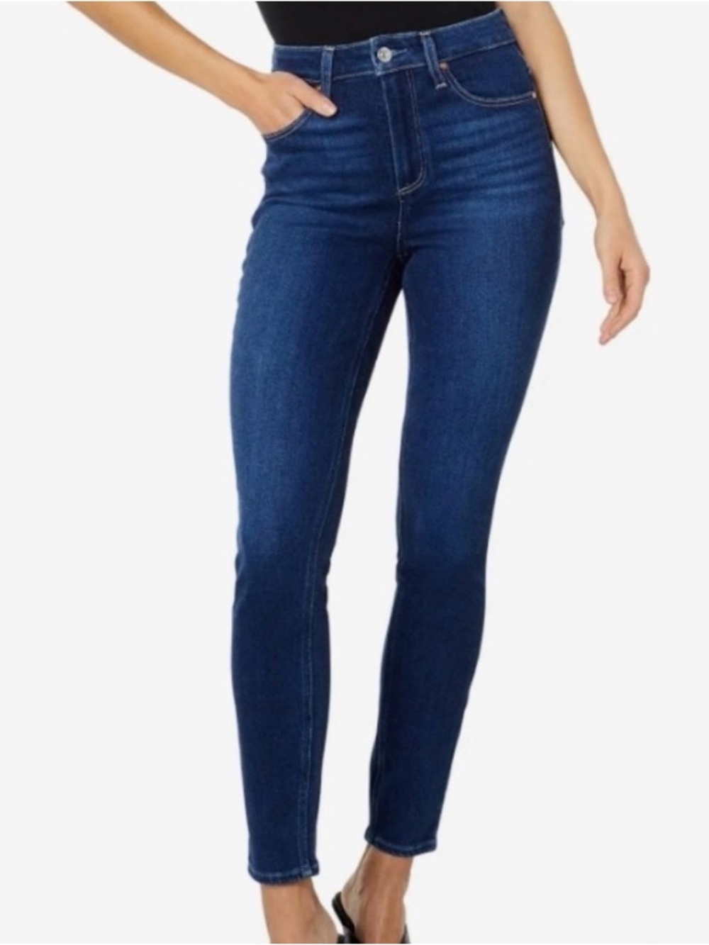 PAIGE | Dark-Wash Denim Cheeky Roam Stretchy High-Rise Skinny Jeans Sz 30